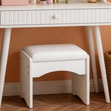 올리빙 원목 화장대 의자, 화이트, 1개