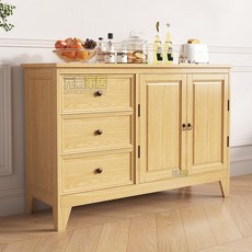 美式實木餐邊櫃收納櫃，多功能茶水櫃門廳玄關櫃，現代簡約靠墻客廳置物櫃，黑色實木結構, 亮黑色,112*37*75（全實木）