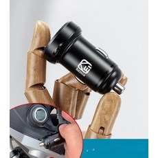 오토바이 충전기 유럽형 시가잭 방수 차량용 고속충전 야외 워터프루프, 듀얼QC 블랙 그린라이트