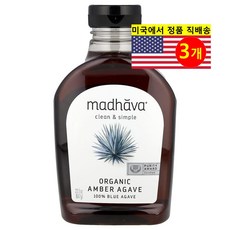 Madhava 커피 각종 디저트 요리용 무설탕 건강 감미료 오가닉 앰버 아가베 넥타 667g 1개, 3개
