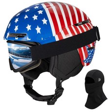 155018 JQF Gear 스키 헬멧 스노보드 헬멧 성인 남성 여성용 조절 가능한 스노우 X13 스포츠용 고글 포함(매트 블랙 고글(스키 마스크) 미디엄), S, Glory-Stars-스키 고글(스키 마스크)