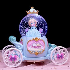創意禮品飄雪水晶球 星辰大海旋轉木馬音樂盒 擺飾 生日禮物, 大馬車100自動飄雪+內轉+彩燈+音樂