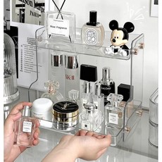 MUSE家居 雙層透明美妝香水收納架 保養品置物架, 透明, 1個