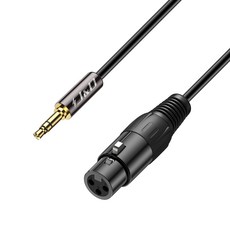 J&D XLR - 3.5mm 마이크 케이블 PVC 셸 암컷 1/8인치 TRS 수컷 밸런스 케이블 DSLR 카메라 컴퓨터 사운드 카드용 3피트, 6 Feet, 블랙, 3 Feet