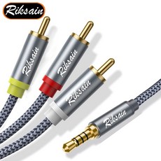 3.5mm ~ 3 RCA 오디오 비디오 케이블 남성 어댑터 스테레오 AUX 코드 AV 태블릿 스피커 홈 시어터 DVD 플레, 04 1m