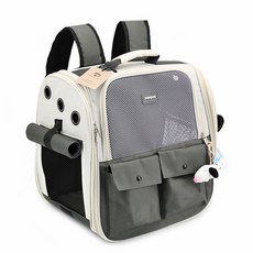 퍼피허그 Mongle 강아지 백팩 산책가방 이동 가방 고양이 애견 캐리어 기내용 컨넬 카시트 배낭, 그레이, 1개
