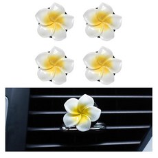 FALVFUN 자동차 송풍구 클립 8개 귀여운 리본 및 해바라기 차량 통풍구 장식 참 미적 자동차 내부 콘센트 장식품 액세서리 SUV 세단 트럭용 범용 (핑크), 화이트