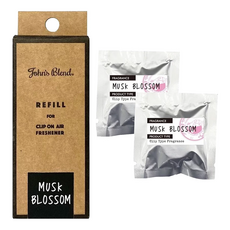 John's Blend 車用芳香劑 車用香氛夾 出風口香氛夾 超低價附發票，多款香味可選，持久清新, 1個, 麝香櫻花補充2入