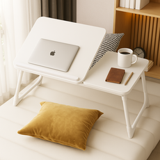 루만 5단 각도조절 접이식 침대 테이블 55 x 32 x 25 cm, 화이트