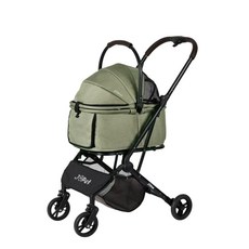 JöPet 分離式寵物推車，可拆卸座艙，雙向通風，一鍵收車，高質感皮革手把, 橄欖綠, 1個