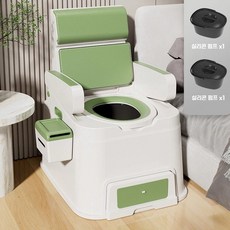 휴대용 좌변기 어른용 이동식 실내용 어르신 간이화장실 소변통 가정용, C. 그린+내부 통 2개