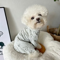 강아지 사족 점프수트 잠옷 홈웨어, 회색, 1개
