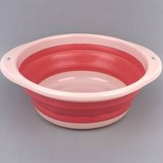 폴딩 세수 대야 바스켓 목욕탕바가지 세수대야 바가지 빨래통 접이식세숫대야, 대형_핑크, 1개