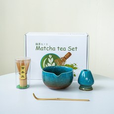 日式抹茶刷套裝 7件套 窯變百本立竹茶筅 Matcha set 抹茶茶具, 1個, FJT小口碗帶嘴窯變藍4件套（白彩,其它