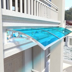 렉산 캐노피 비가림 차양 겸용 DIY 쉬운 고정형 현관문 빌라 발코니 주택 처마 라운딩 처마 어닝 돌출60cm, 파란색