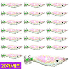 MUN. STAR 문어 스팽글에기 왕눈이 쭈꾸미 갑오징어 문어 반짝이 미러볼 에기, (야광)-스팽글, 20개