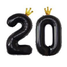 이벤트홀릭 초대형 왕관 숫자은박풍선, 블랙 20