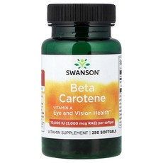 Swanson 스완슨 베타카로틴 3 000mcg RAE 10 000 IU 250 소프트젤 비타민A 보충제, Swanson 스완슨 베타카로틴 3,000mcg RAE