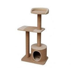 美國Petpals麻布紙繩遊憩跳台-3層 PP-9072，貓咪專用麻布紙繩編織柱貓跳台，穩固耐抓，李小貓之家推薦, 1個, Beige