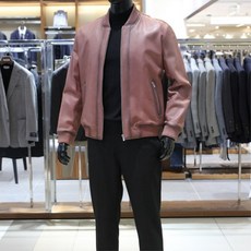 바쏘 24FW 이태리수입 천연 양가죽 100% 오일워싱 재킷점퍼 파스텔핑크