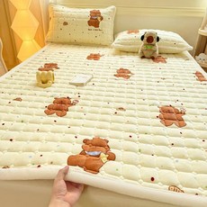 얇은토퍼 미끄럼 방지 겨울 가을 시트 싱글, 1cm, 카피바라 베이지