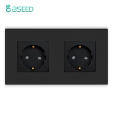BSEED EU 표준 단일 벽 전원 소켓 이중 콘센트 흰색 검정색 PC 플라스틱 패널 14세 이상 보호 16A 110V 250, 01 EU, 01 110-250 볼트, 13 Double Black