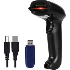 바코드 스캐너 리더기 원나이스 2.4G 무선 – 1D 핸드헬드 소매점 창고 재고용 100피트 거리 플러그 앤 플레이 윈도우 리눅스 POS 호환 파랑, Black
