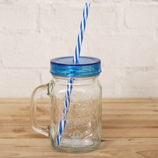 혜명생필품마트 메이슨빨대유리머그잔_450ml 빨대컵 뚜껑유리컵 홈카페유리컵 손잡이컵 투명컵