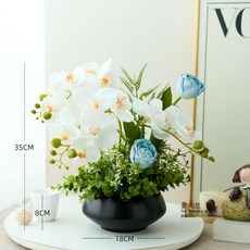 인테리어 조화 화분 대형 인조목 카페 인조나무 예쁜 생화같은 인분 성묘, 블루 세트 소형
