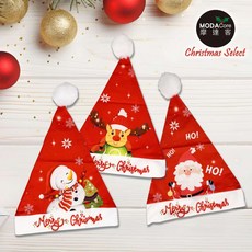 摩達客 聖誕派對拉絨布可愛印花款小朋友兒童聖誕帽一入 (3款圖案隨機出貨), 1個