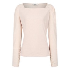 레코브 셔링 퍼프 소매 스퀘어넥 티셔츠LC61D4LT506X2334732