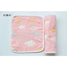 六層紗背帶口水巾, 1個, 雲朵粉