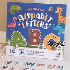 動物英文大小字母磁力拼圖書 現貨 兒童早教益智玩具 字母認知 動物拼圖, 1個, 78