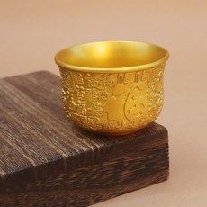 黃銅招財擺件 桌面裝飾 聚寶缸 納福工藝品 中式風格 家居風水 精緻工藝 送禮首選+【合金款】浮雕百福杯4.8*3cm