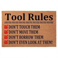 Funny Welcome Door Mat-F Caw F Go Away Please Leave 내츄럴 Coco Coir 튼튼한 백킹 프론트 도어매트 귀여운 미끄럼 방지 현관 입, Dad Tool Rules_161288