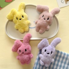 누누 귀 쫑긋 토끼 키링 가방 키홀더 백참 인형, 딥핑크, 1개