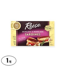 Reese 정어리 껍질 및 뼈 제거 100% 올리브오일 124g(4.38oz) 2팩, 1개, 124g