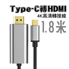SY-57 Type-C 轉 HDMI 4K 轉接線 1.8米 隨插即用, 1個, 4K30fps