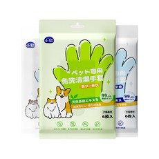 小软 寵物專用免洗清潔手套 茶樹精油配方 溫和清潔 呵護毛孩肌膚, 1個, 6個裝