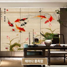 대나무 가림막 가리개 공간분리 한식 발코니 파티션 중문, 살구베이지