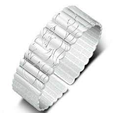 주얼 팔찌 연꽃 불경 실버 불교 정통 은도금 각인