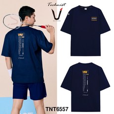 테크니스트 티셔츠 배드민턴 반팔 상의 코튼라이크 오버핏 네이비 TNT6557 남녀공용