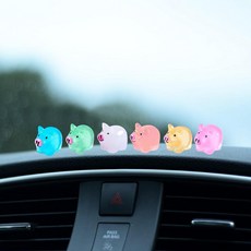 Z-synka 6피스 야광 그린 덕 자동차 인테리어 액세서리 대시보드 장식 백미러 장식 가정 정원 사무실 컴퓨터 모니터 피규어 여성 소녀 남성용 오리 선물 339202, 야광 돼지