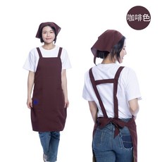 日式三角頭巾 台灣製造 餐飲廚師頭巾 服務員帽 工作三角巾, 咖啡色, 1個