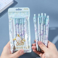 [산리오] 산리오 캐릭터즈 굿타임 중성펜 5본 세트(0.5mm), 시나모롤, 1개
