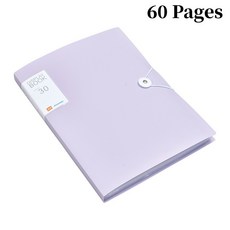 30/60 페이지 파일 가방 A4 투명 바인더 폴더 보관 학생 시험지 분류 조직 사무용품, [06] Purple 60 Pages