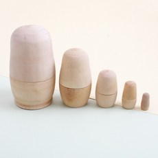 [훈민] 보급형 러시아인형 5단 마트로시카 DIY 나무공예 원목 전통 인형 어린이 미술활동