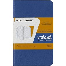 Moleskine 볼란트 저널 가죽 노트 소프트 커버 X-스몰 (2.5\" x 4\") 룰드/라인드 (줄) 포겟-미-낫 블루/앰버 레몬 56 페이지 (2개 세트), Moleskine 볼란트 저널, 가죽 노트, 소프트 커