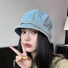 투니스 여성 심플 데님 버킷햇, 라이트 블루