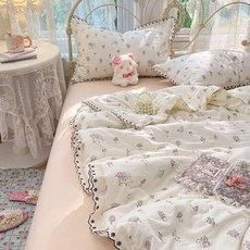 레이스엣지 잔꽃무늬 여름 차렵이불 세트 /